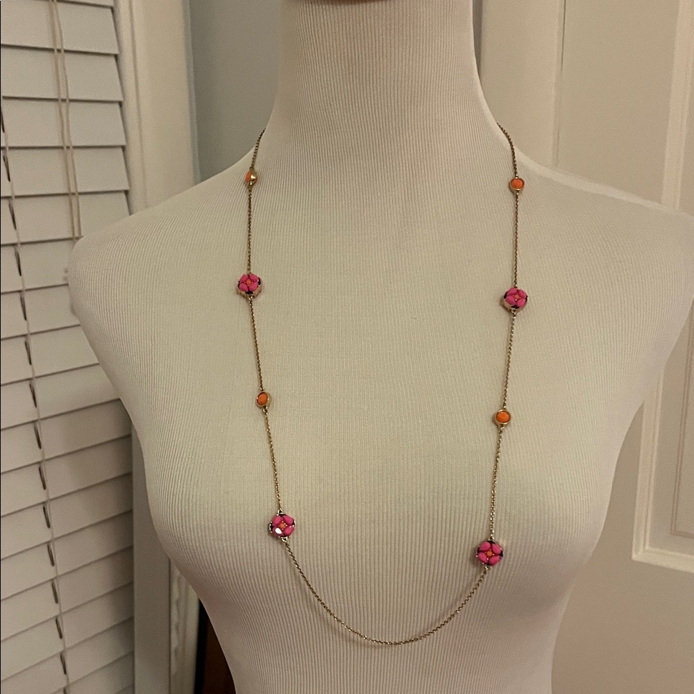 Kate Spade Elegant Pink and Orange Long Necklace